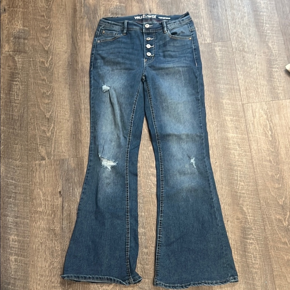 Wallflower Women's Blue Flare Jeans